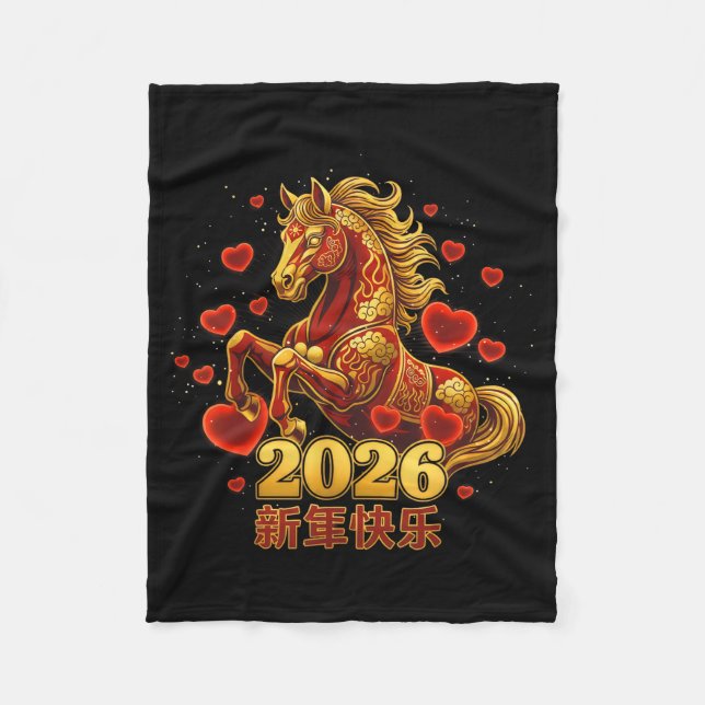Happy New Year Chinese 2026 -year Of The Horse Cut Fleecedecke (Vorderseite)