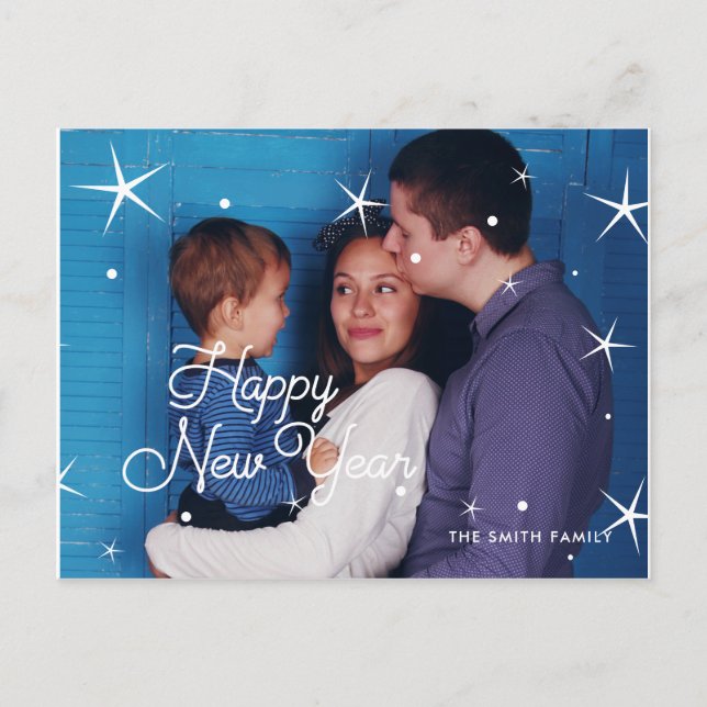 Happy New Year Classic Foto Postkarte (Vorderseite)