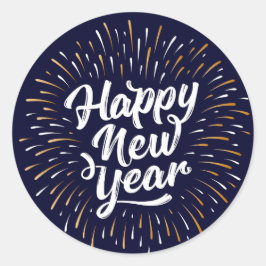 Happy New Year Classic Round Sticker