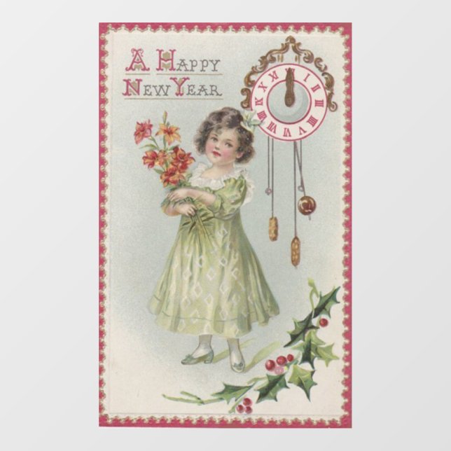 Happy New Year Clying Fensteraufkleber (Blatt)