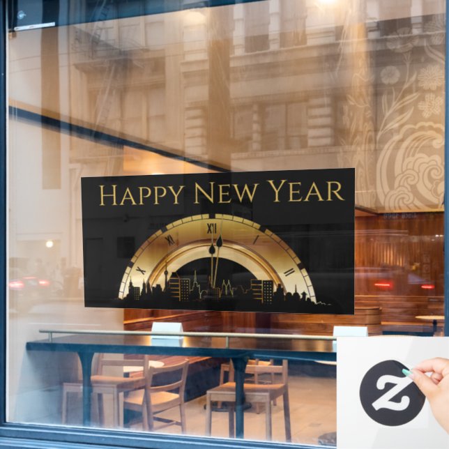 Happy New Year Clying Fensteraufkleber (Café-Fenster)
