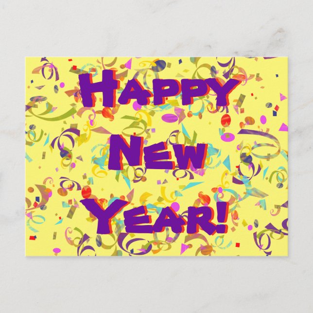 Happy New Year Colorful Confetti Jeden Anlaß Postkarte (Vorderseite)