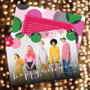 Happy New Year Colorful & Fun Confetti Dots Foto Feiertagskarte