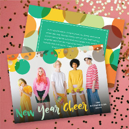 Happy New Year Colorful & Fun Confetti Dots Foto Feiertagskarte