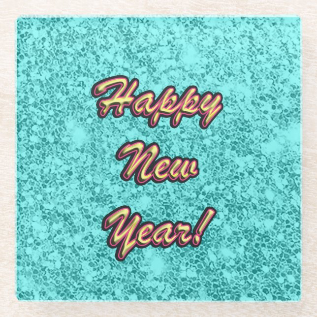 Happy New Year Colorful Glasuntersetzer (Vorderseite)