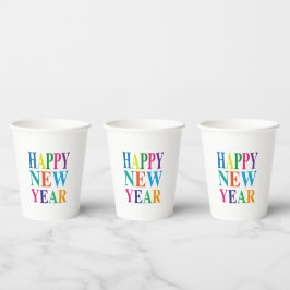 Happy New Year Colorful Pappbecher