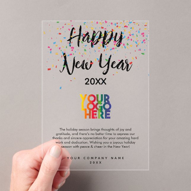 Happy New Year Corporate Business Logo Holiday Acryleinladungen (Insitu (Handheld))