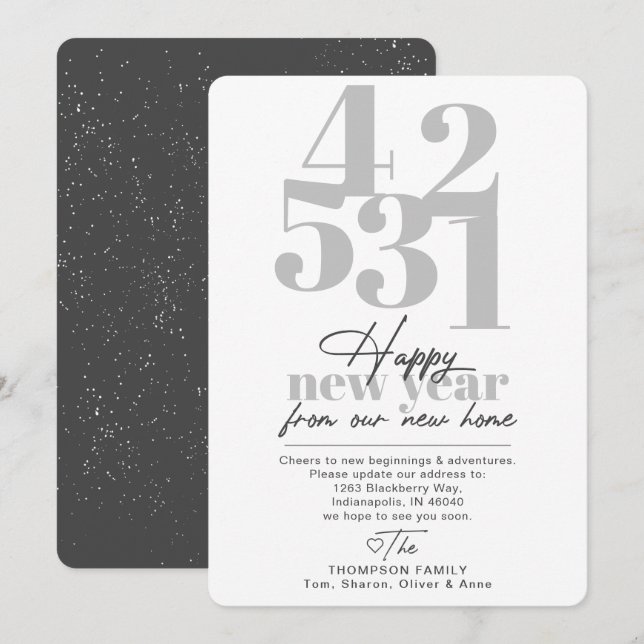 Happy New Year Countdown Moving Ankündigung (Vorne/Hinten)