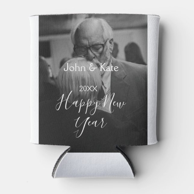 Happy new year couple photo name year black white  dosenkühler (Vorderseite)
