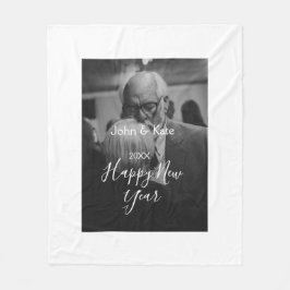 Happy new year couple photo name year black white  fleecedecke