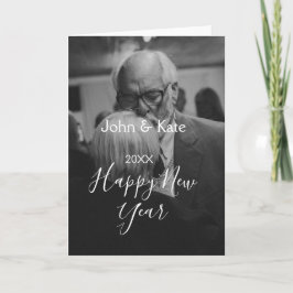 Happy new year couple photo name year black white  karte