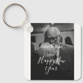 Happy new year couple photo name year black white  schlüsselanhänger