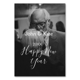 Happy new year couple photo name year black white  tischnummer