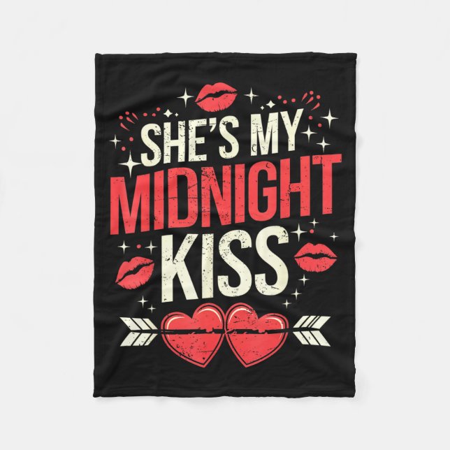 Happy New Year Couples She's My Midnight Kiss Vale Fleecedecke (Vorderseite)