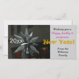Happy New Year Crystal Star Card Feiertagskarte