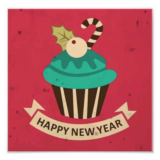 Happy New Year Cupcake Fotodruck (Vorne)