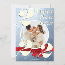 Happy New Year Custom 2022 Blue Snow Foto Card