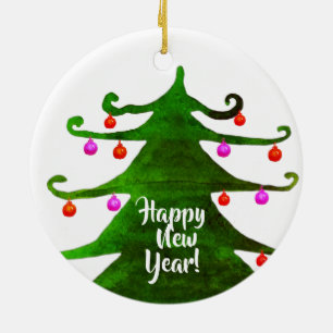 Happy New Year Custom Circle Ornament