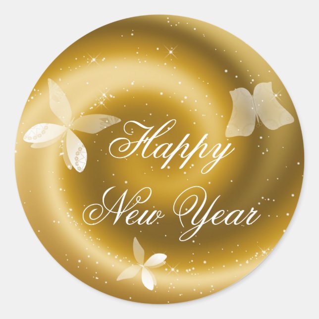 Happy New Year Customizable Aufkleber (Vorderseite)