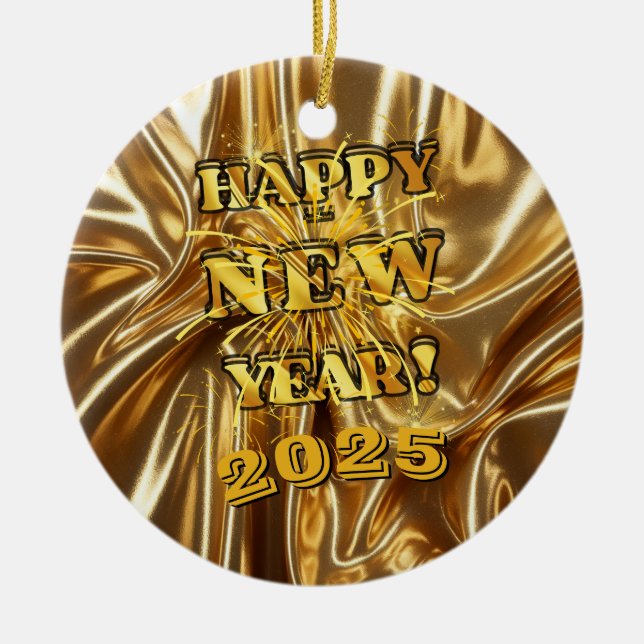 Happy New Year Design Keramik Ornament (Vorne)