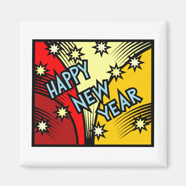 Happy New Year Design Magnet (Vorne)