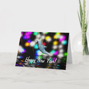 Happy New Year Dolphin Feiertagskarte