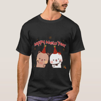 Happy New Year Dudu Bear und Bubu Panda T-Shirt