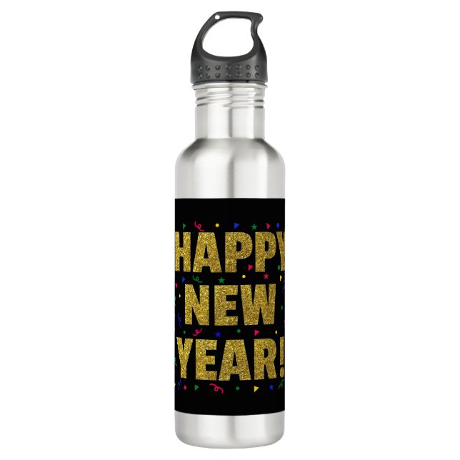 Happy New Year Edelstahlflasche (Vorderseite)