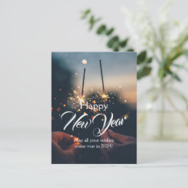 Happy New Year Editable Postcard Postkarte