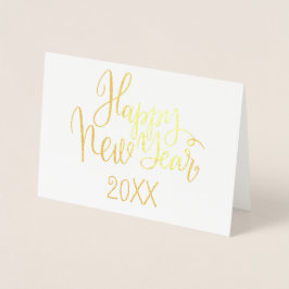 Happy New Year einfache moderne Kalligraphieschrif Folienkarte