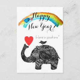 Happy New Year Elephant and Blue Bird Einladung