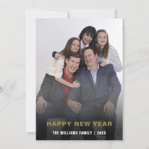 Happy New Year Family Foto Minimalistisch Typograf Feiertagskarte