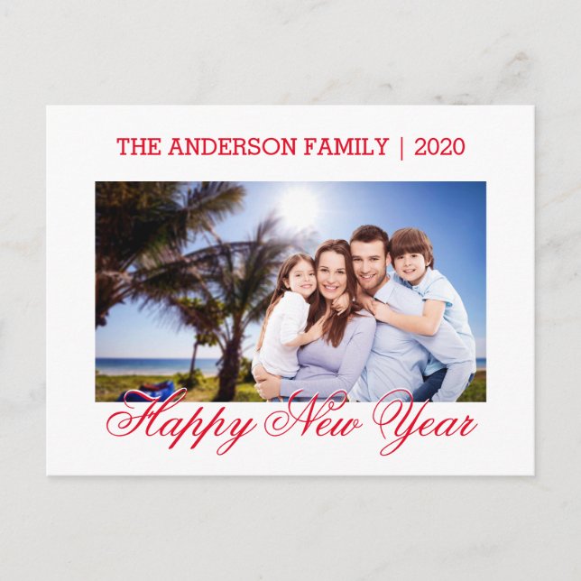 Happy New Year Family Foto Postkarte (Vorderseite)