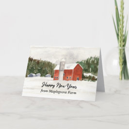Happy New Year Farm Personalisiert Red Barn Karte