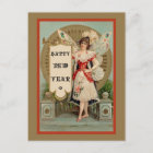 Happy New Year Fee mit Trumpet und Banner Feiertagspostkarte