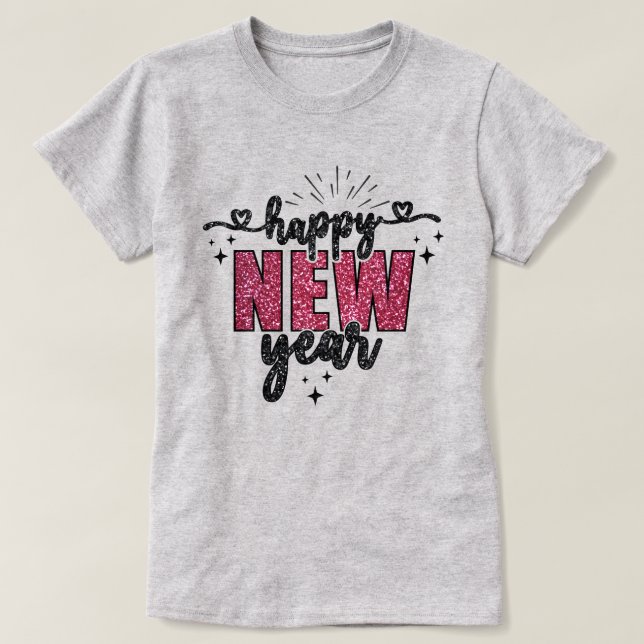Happy New Year | Feierlicher Glitzer Neujahr T - S T-Shirt (Design vorne)