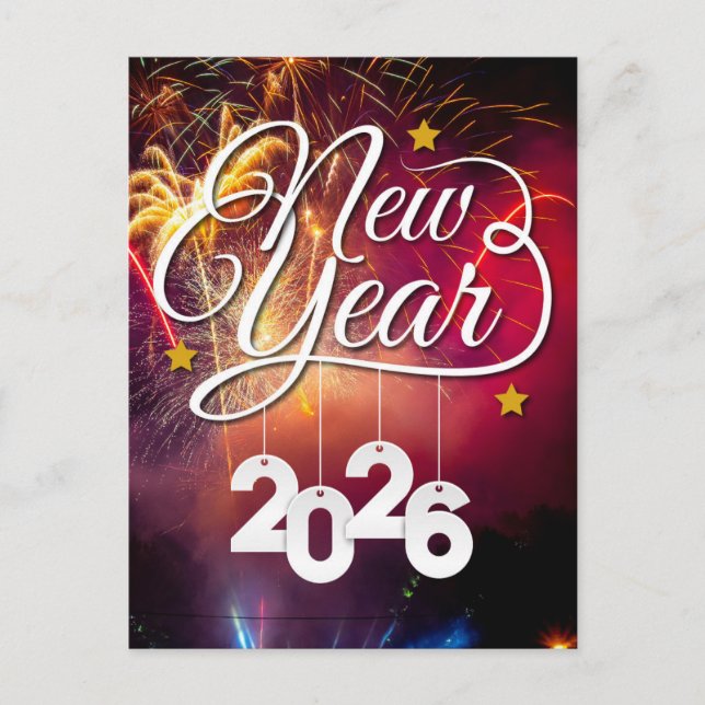 Happy New Year - Festive Celebration Design Postkarte (Vorderseite)