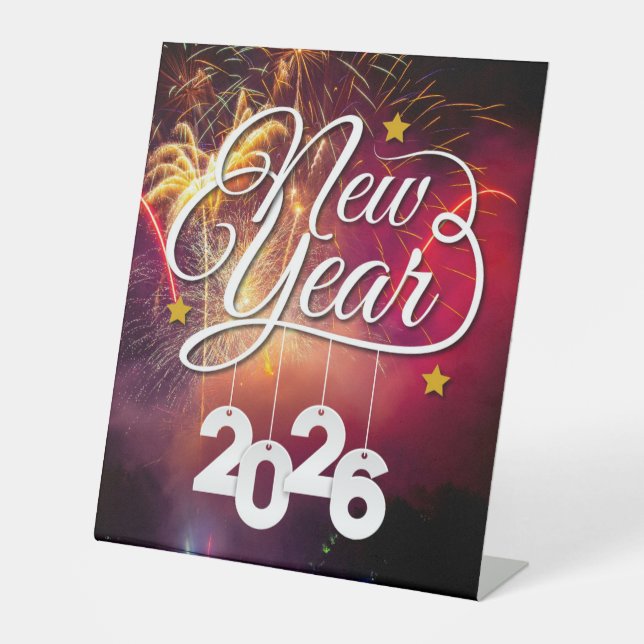 Happy New Year - Festive Celebration Design Sockelschild (Vorderseite)