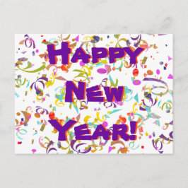 Happy New Year Festive Colorful Confetti Custom Postkarte