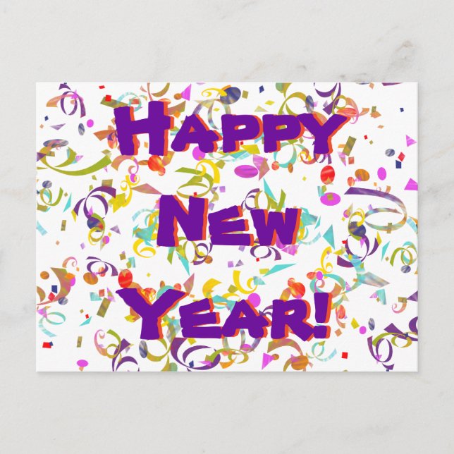 Happy New Year Festive Colorful Confetti Custom Postkarte (Vorderseite)