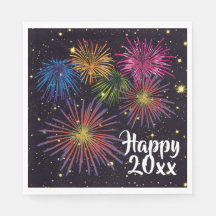 Happy New Year Fireworks and Stars Party