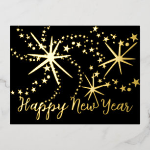 Happy New Year Fireworks   Hinteres Foto Folien Feiertagspostkarte