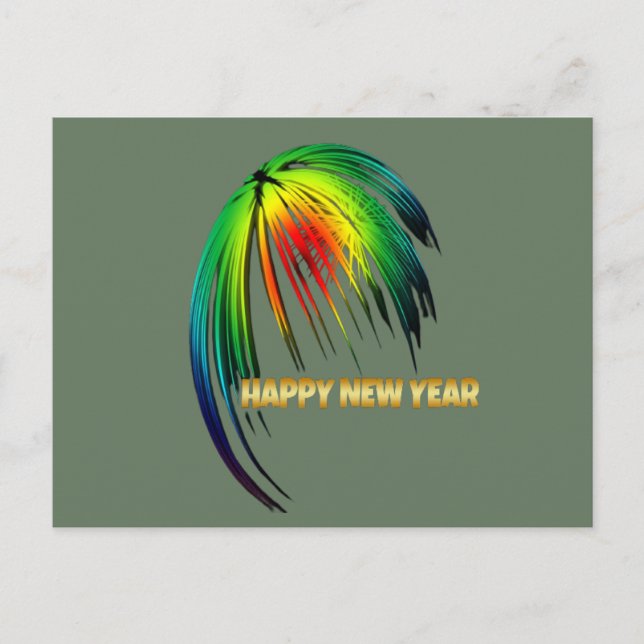 Happy New Year Fireworks Postkarte (Vorderseite)