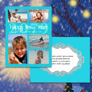 Happy New Year Five Foto Holiday Postcard Postkarte