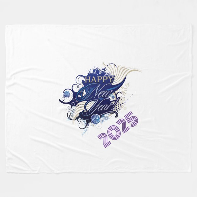 Happy New Year Fleece Blanket, große 60" x 80" (Vorderseite (Horizontal))