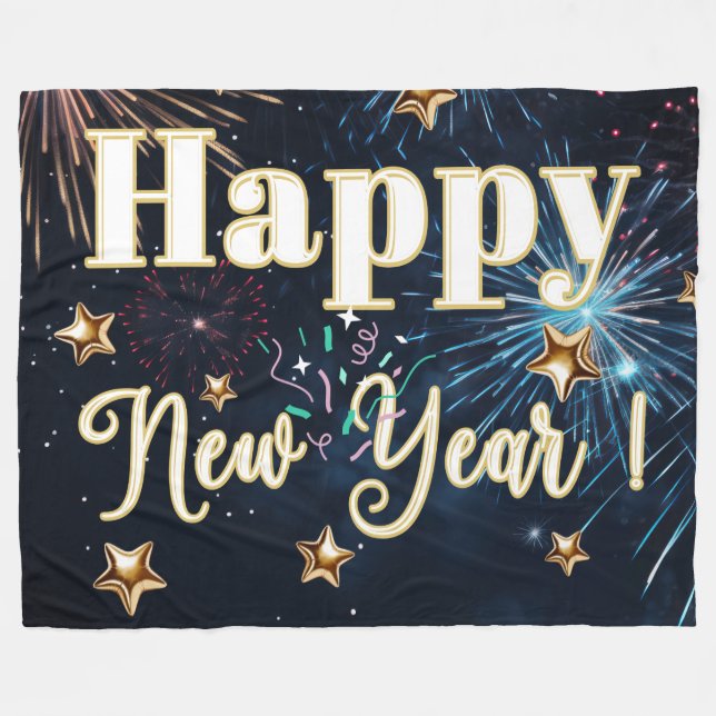 Happy New Year Fleecedecke (Vorderseite (Horizontal))