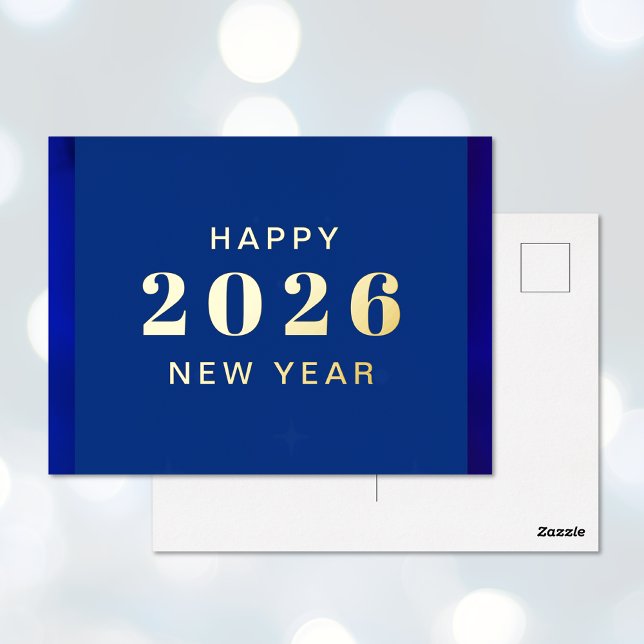 Happy New Year Foil Holiday Postkarte (Happy New Year Foil Holiday Postcard (front and back))