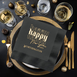 Happy New Year Foil Stamps Servietten Mit Folie