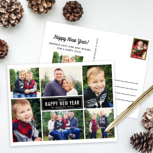Happy New Year Foto Collage Feiertagspostkarte