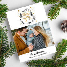 Happy New Year Foto Fun Festive Hand gezogen